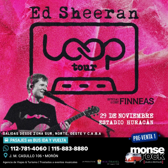 ED SHEERAN EN HURACAN 29 DE NOVIEMBRE 